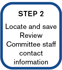 Step 2: Locate and save Review Committee staff contact information