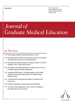 Cover of the June 2020 issue of JGME