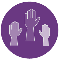 illustrated hands raised